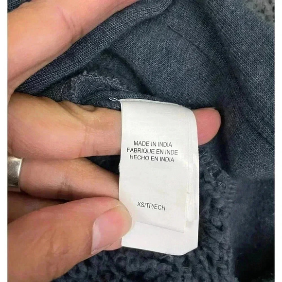 Lucky Lotus Blue Gray Open Front Cardigan XS Cotton Blend Knit Hooded Sweater - Picture 7 of 10